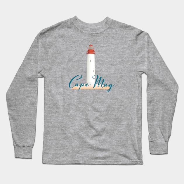 Cape May NJ Lighthouse on New Jersey Shore Long Sleeve T-Shirt by sentinelsupplyco